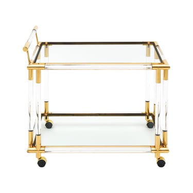 Lucite and Brass Vintage French Bar Cart