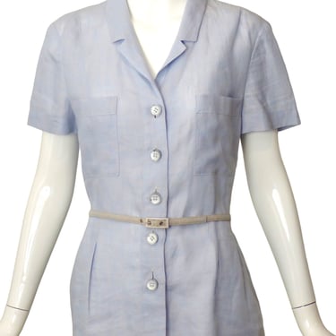 CHANEL- 1999 Linen Short Sleeve Blouse, Size 10
