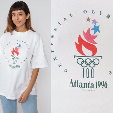 Atlanta Games Shirt 1996 USA T-Shirt 90s Sports Graphic Tee Retro Georgia TShirt Athletic Tourist Travel White Vintage 1990s Extra Large xl 