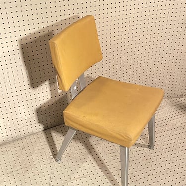 Italian Designer Accent Chair in Yellow Vinyl