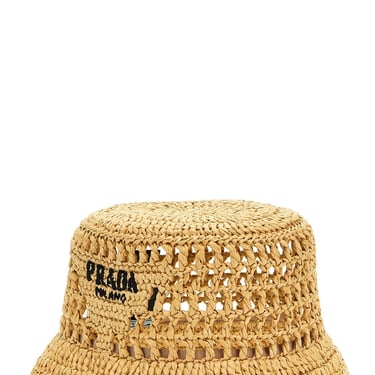 Prada Women Crochet Logo Bucket Hat