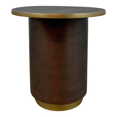 Modern Bronze and Brass Finished Cylinder Side Table
