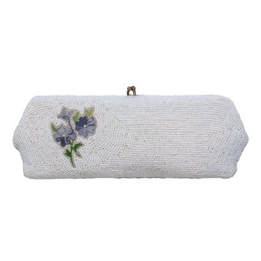Saks Fifth Avenue - Small White Beaded & Floral Embroidered Clasped Clutch