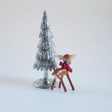 Vintage Mini Reindeer Figurine for Decorating a Dollhouse, Wreath, or Putz Village 
