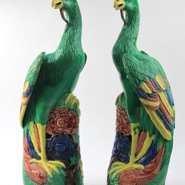 Chinese Export Style Porcelain Ho-Ho Phoenix Bird Set 