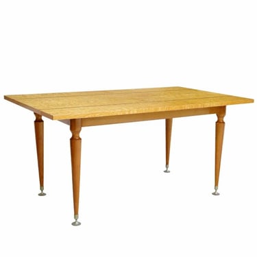 Mid-Century Modern French Quilted Sycamore Maple Table By NF Ameublement 