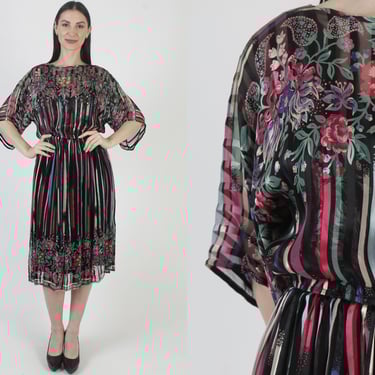 The Silk Farm Dress, Lightweight Designer, Sheer Black Material, Cocktail Party Outfit 