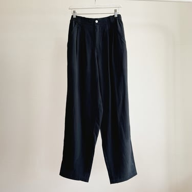 Black Relaxed Silk Trousers