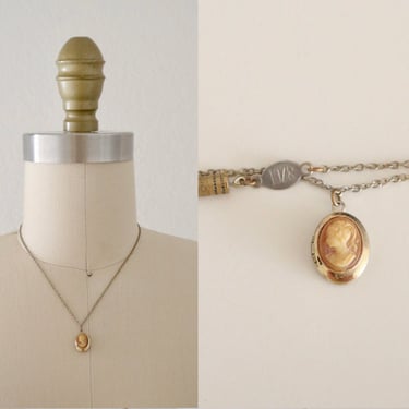 golden cameo locket necklace 