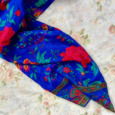 1980's Vibrant Silk Scarf 