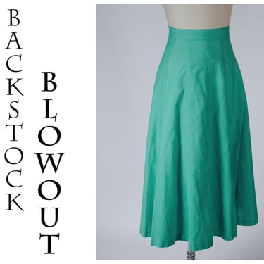 4 Day Backstock SALE - Small - Vintage 1950s Teal Green Cotton Skirt - Item #24 