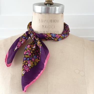 Vintage Scarf Floral Square Purple Neckerchief Vintage neckwear Scarf for Handbag Purse Scarves Hair Tie for Neck Kerchief Fashion 