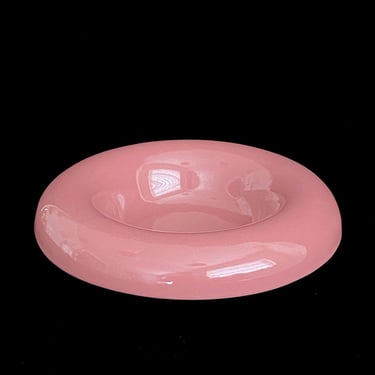 Vintage Modern 7" Round Biomorphic Pottery Ceramic Bowl w Deep Pink - Purple Glaze Haeger #5136 1970s / 1980s 