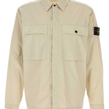 Stone Island Men Beige Poplin Shirt