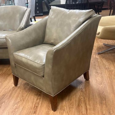 Ethan Allen Moss Green Leather Chair
