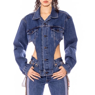 DEEP V JACKET IN VINTAGE BLUE DENIM | Sami Miro Vintage | Los Angeles, CA