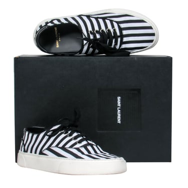 Saint Laurent - Black & White Stripe Low Top Sneaker Sz 7.5