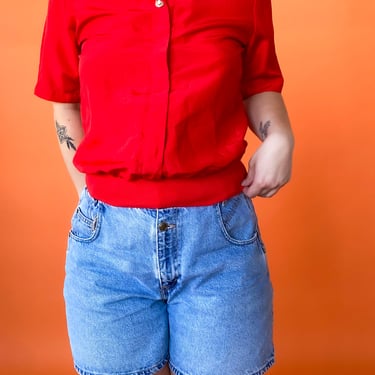 1980s Red Short Sleeve Button Down, sz. M