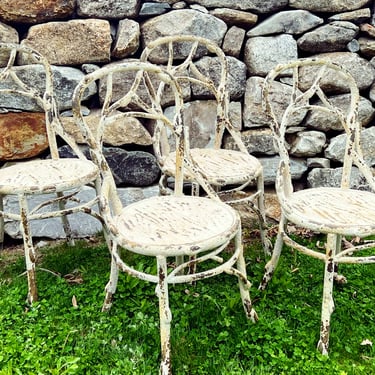 Metal Garden Chair with Faux Bois Finish