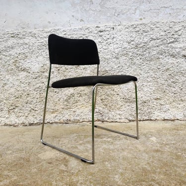 Vintage Metal Dining Chair/ Black Metal Chair/ Uphostered  Black Chair/ Italian Chair/ Mid Century Furniture/ Retro Chair/ Italy/ 80s 