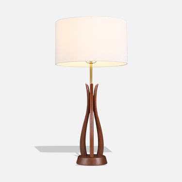 David Shreve Sculpted Walnut Table Lamp for V.H. Woolums