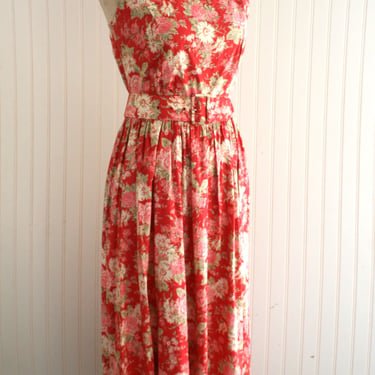 Laura Ashley - Cotton Sundress - Floral - Cottagecore - Circa 1980-90s - Marked size 10 