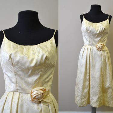 1960s Jonny Herbert Cream Satin Dress 
