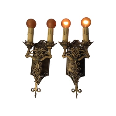 One of FIVE 1920s Spanish Revival Wall Sconces, Original Finish (Priced EACH).  #2323  Free Shipping 