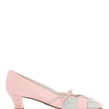 Valentino Garavani Pink Satin Pumps With Rhinestones Women