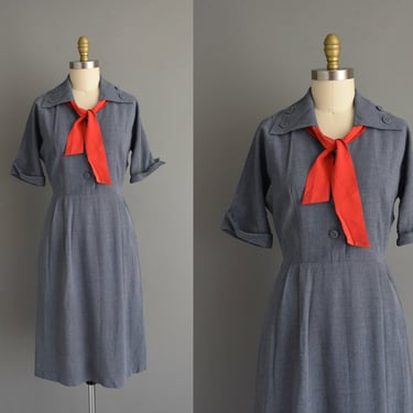1940s vintage dress | Cheri Lynn Blue Rayon Dress l Dress | Small | 40s dress 