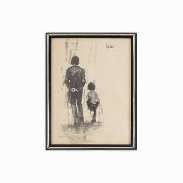 Aldo Luongo "Father and Son" Lithograph on Paper Print 