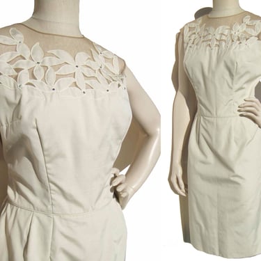 Vintage 60s White Sheath Dress Shantung M – Jean of California 