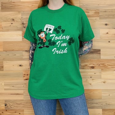 80's Vintage St. Patrick's Day Today I'm Irish Tee Shirt T-Shirt 