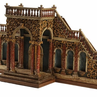 Antique Architectural Model, Italiante Carved & Polychrome Wood, Home Decor!!