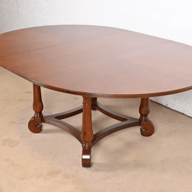 Ethan Allen Italian Provincial Cherry Wood Pedestal Extension Dining Table, Newly Refinished