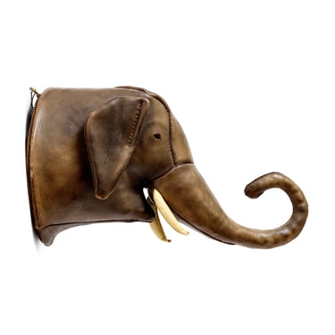 Wall Mount Leather Elephant by Dimitri Omersa for Omersa