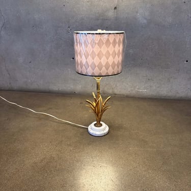 Vintage Wheat Lamp with Marble Base, New Shade