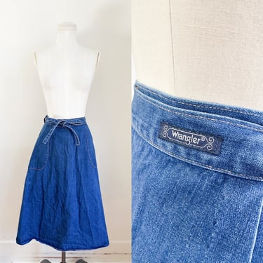 Vintage 1970s Wranger Denim Wrap Skirt / S/M 