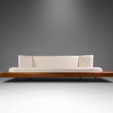 Rare Mid-Century Modern Model 2006-S Platform Sofa in Walnut & White Knoll Bouclé by Adrian Pearsall for Craft Associates, USA, c. 1960s 