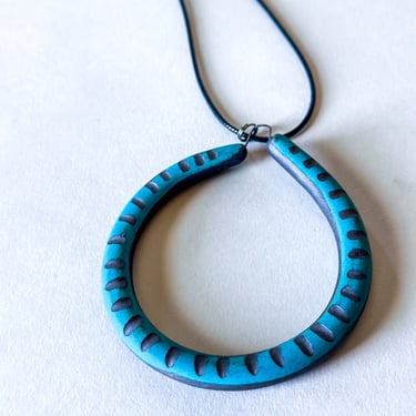 Liberation Hoop Pendant  w/ Gold - Black Clay - Teal
