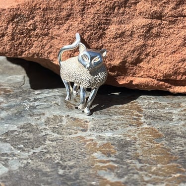 D'Molina ~ Vintage Mexican Sterling Silver Fancy Cat Brooch / Pin 