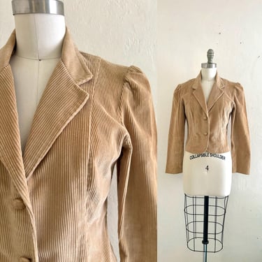 vintage 70's corduroy tan jacket fitted blazer 