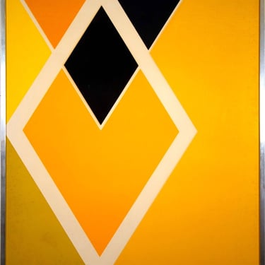 Larry Zox Diamond Drill (Yellow, Black, & White) Signed Modern Serigraph 