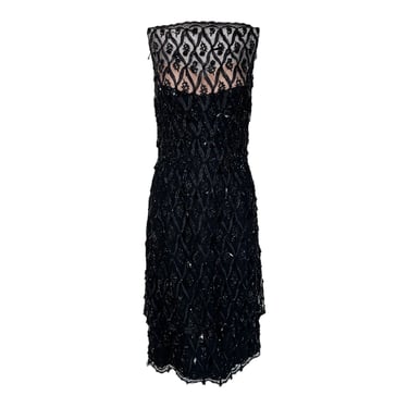 1960's Little Black Beaded Party Dress