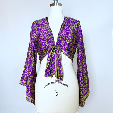 Bell Sleeve Sari Top in Grape Vine