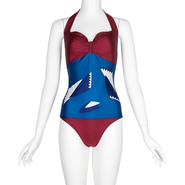 Yves Saint Laurent Vintage 1970s Geometric Print Halter Swimsuit