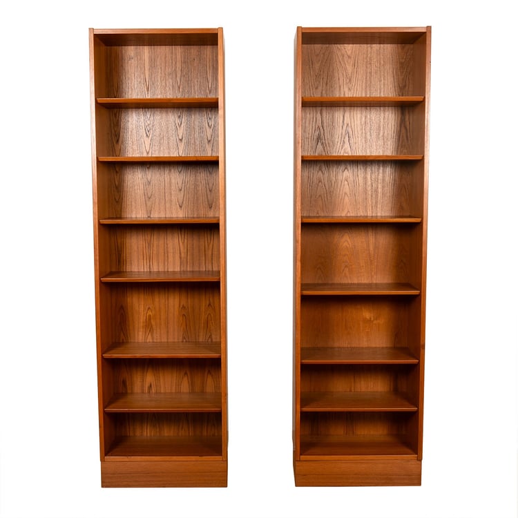 The Tall Slim-Jim 22&#8243; Danish Modern Teak Adjustable Bookcases