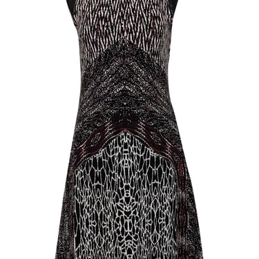 Yoana Baraschi - Black, White &amp; Red Multi Print Cocktail Dress Sz M