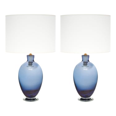 Murano Glass Blue and Avventurina Lamps