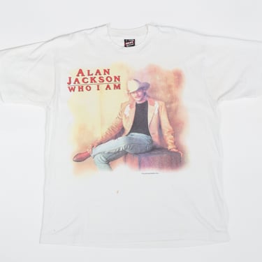 Vintage 1994 Alan Jackson Who I Am Tour T Shirt - Men's Medium, Women's Large | 90s Country Music White Graphic Tee 